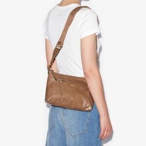 isabel marant nessah wardy leather crossbody bag in dark khaki